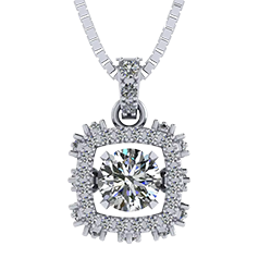 Double Square Dancing Stone Necklace Pendant